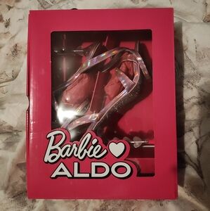 Barbie x ALDO Pink Glitter Heart High Heels Women's Size 8.5